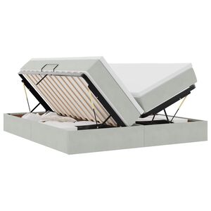 vidaXL Cama com arruma&ccedil;&atilde;o e colch&atilde;o Cinzento-claro 180 x 200 cm Veludo