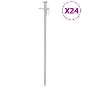 vidaXL Estacas para tenda 24 pcs 30 cm 8 mm a&ccedil;o galvanizado