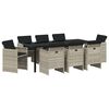 vidaXL Conjunto de Jantar para Jardim 9 unid. Cinzento-claro vime PE