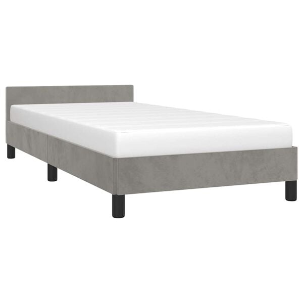 vidaXL Estrutura de cama sem colch&atilde;o 100x200 cm veludo cinzento-claro