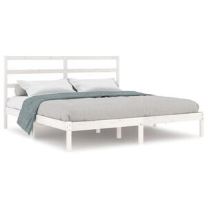 vidaXL Cama sem colch&atilde;o 200x200 cm madeira de pinho maci&ccedil;a branco
