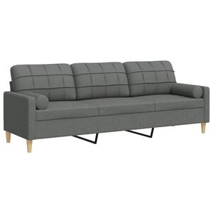 vidaXL Sof&aacute; 3 lug. c/ almofadas decorativas 210 cm tecido cinza-escuro