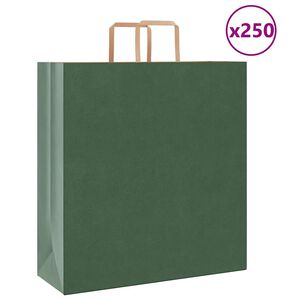 vidaXL Sacos de papel 250 unid com al&ccedil;as verde 45x17x48 cm