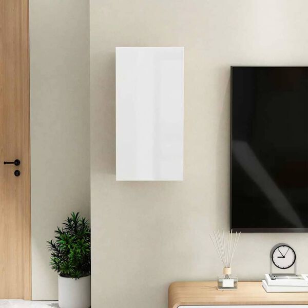 vidaXL M&oacute;vel de TV 30,5x30x60 cm derivados de madeira branco brilhante