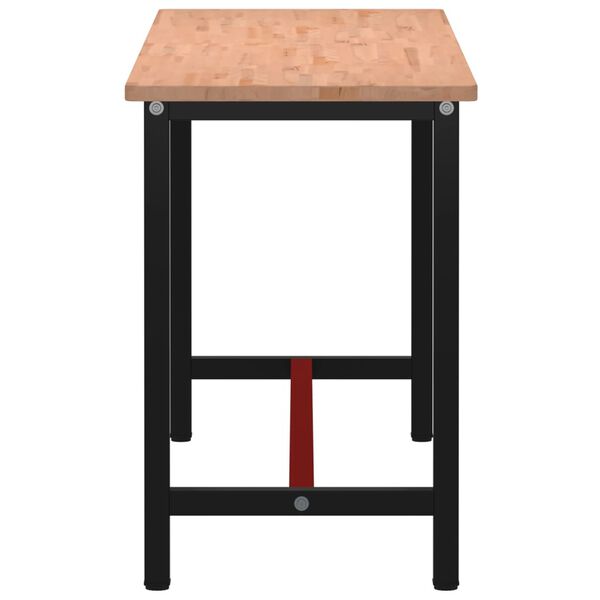 vidaXL Bancada de trabalho 180x55x81,5 cm madeira de faia maci&ccedil;a/metal