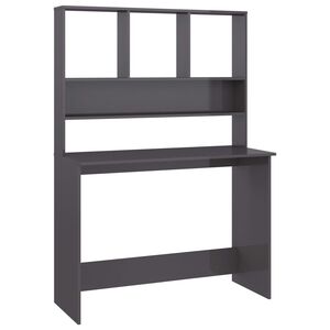 vidaXL Secret&aacute;ria c/ prateleiras 110x45x157cm contrap. cinza brilhante