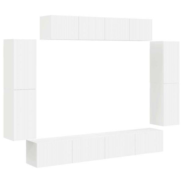 vidaXL Gabinete para TV 8 pcs Branco