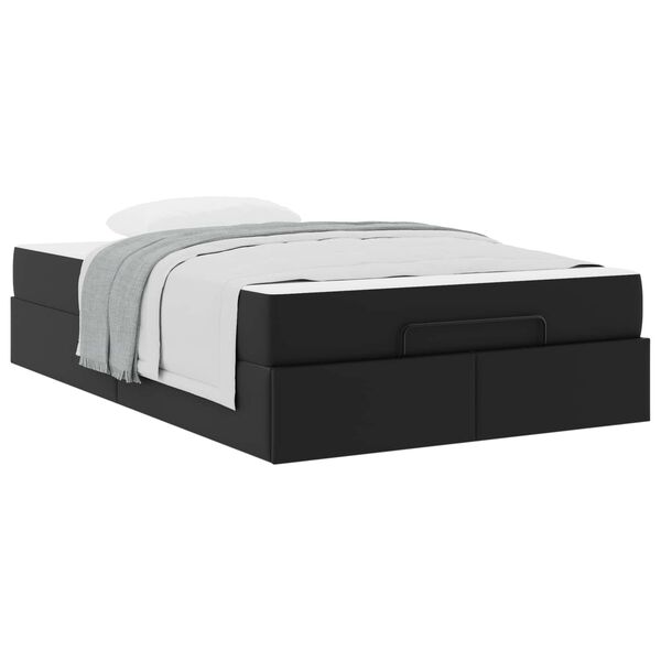 vidaXL Estrutura de cama com colch&atilde;o com colch&atilde;o 2 pcs Preto PVC