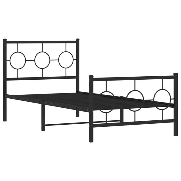 vidaXL Estrutura de cama com cabeceira e p&eacute;s 90x190 cm metal preto