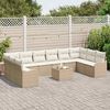 vidaXL Conjunto de Sof&aacute; de Jardim 11 pcs Bege e Branco vime PE