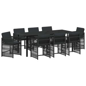 vidaXL Conjunto de Jantar para Jardim 9 unid. Preto vime PE
