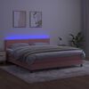 vidaXL Cama box spring c/ colch&atilde;o/LED 180x200 cm veludo rosa