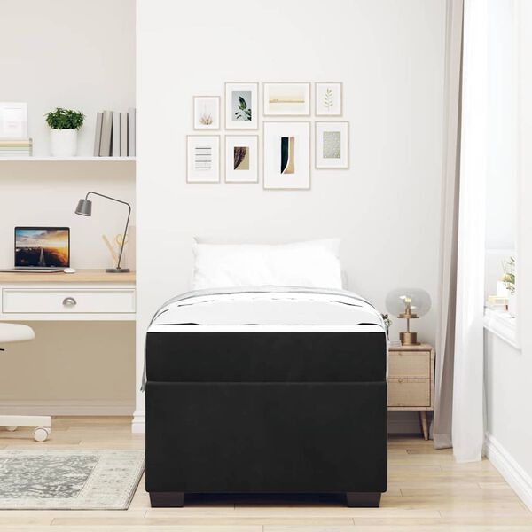 vidaXL Estrutura da Cama com colch&atilde;o Preto 100 x 200 cm tecido