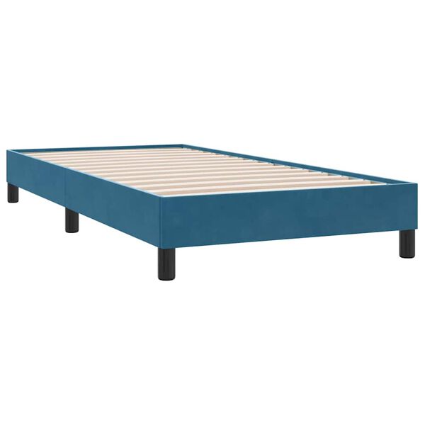 vidaXL Cama com molas/colch&atilde;o 100x210 cm veludo azul-escuro