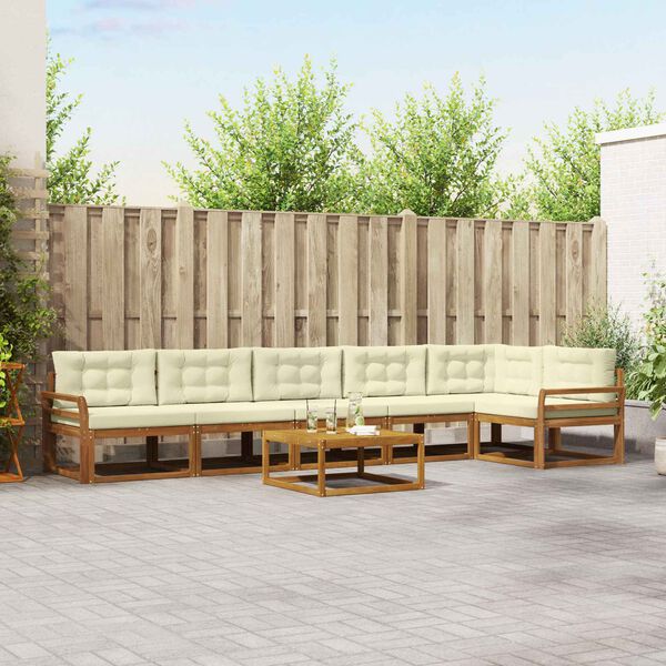 vidaXL Conjunto de Sof&aacute;s para Exterior 7 pcs Natural e Creme