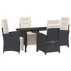 vidaXL Conjunto de Jantar para Jardim 5 unid. Preto vime PE