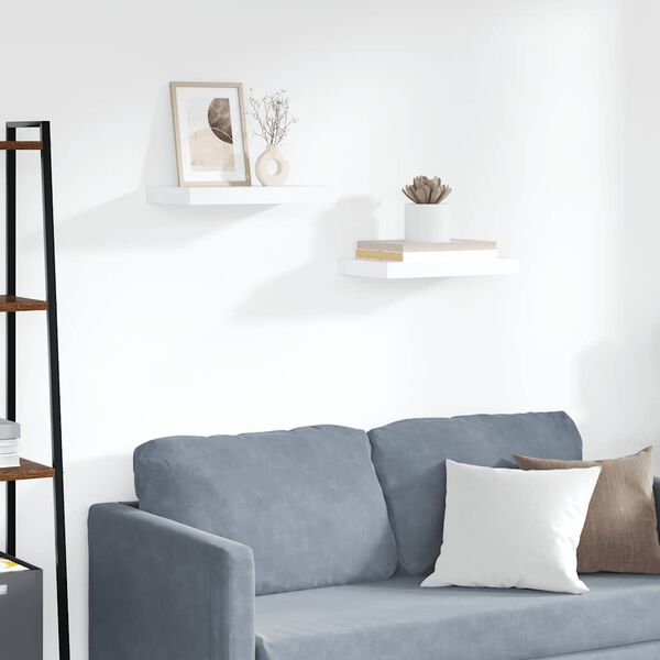 vidaXL Prateleiras de parede suspensas 2 pcs 40x23x3,8cm MDF branco