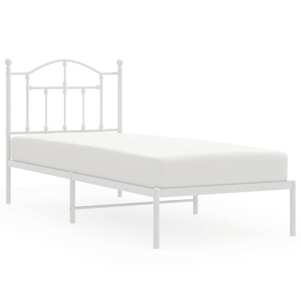 vidaXL Estrutura de cama com cabeceira 90x190 cm metal branco