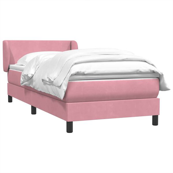 vidaXL Cama com molas/colch&atilde;o 80x220 cm veludo rosa
