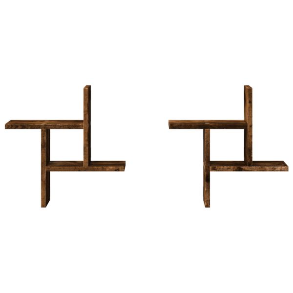 vidaXL Prateleira parede 2pcs derivados de madeira carvalho fumado