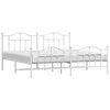 vidaXL Estrutura de cama com cabeceira e p&eacute;s 200x200 cm metal branco