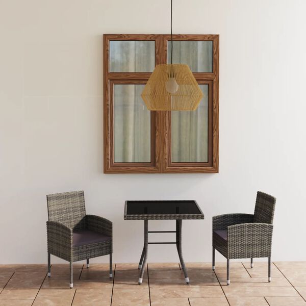 vidaXL 3 pcs conjunto de jantar para jardim vime PE antracite