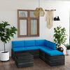 vidaXL 6 pcs conjunto lounge de paletes p/ jardim com almofad&otilde;es pinho