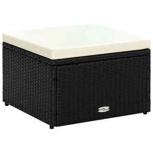 vidaXL Banco apoio de p&eacute;s/otamano em vime 53x53x30 cm preto