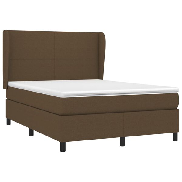 vidaXL Cama com molas/colch&atilde;o 140x190 cm tecido castanho-escuro