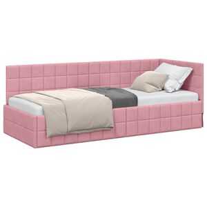 vidaXL Estrutura de Cama de Canto Rosa 80 cm x 200 cm Veludo