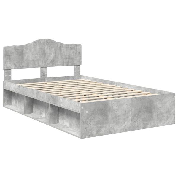 vidaXL Estrutura da Cama com cabeceira Cinza Concreto 135 x 190 cm