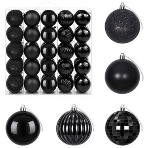 vidaXL Conjunto de Bolas de Natal 50 unid. Preto 8 cm Poliestireno