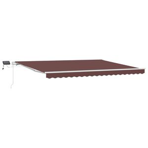 vidaXL Toldo retr&aacute;til manual com luzes LED 450x300 cm castanho
