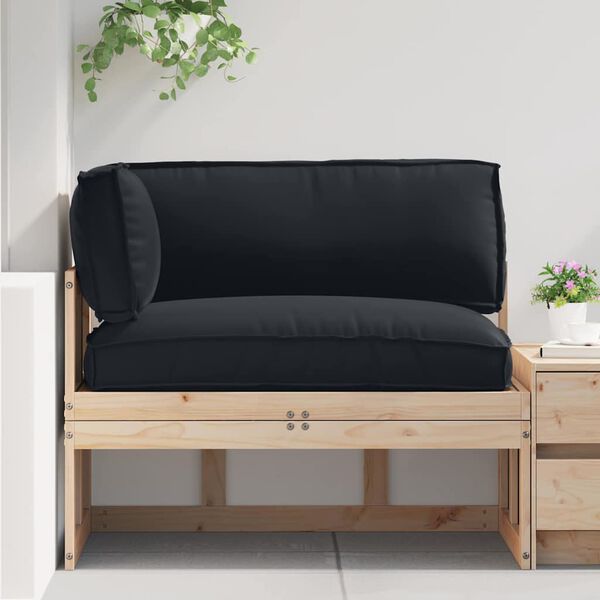 vidaXL Conjunto de Almofadas para Palete 3 pcs Preto Tecido Oxford