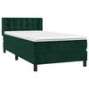 vidaXL Cama com molas/colch&atilde;o 80x200 cm veludo verde-escuro