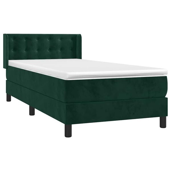 vidaXL Cama com molas/colch&atilde;o 80x200 cm veludo verde-escuro