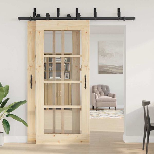 vidaXL Kit de ferragens para porta deslizante 200 cm a&ccedil;o preto