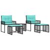 vidaXL Conjunto de M&oacute;veis para Exterior 5 unid. Preto e Turquesa