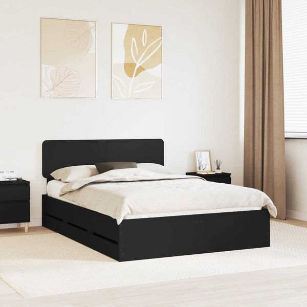 vidaXL Estrutura da Cama Preto 150 x 200 cm Madeira engenheirada