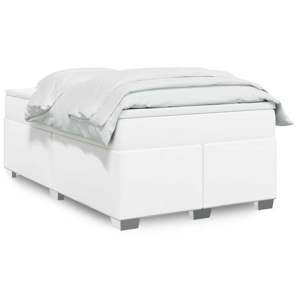 vidaXL Cama boxspring com colch&atilde;o 120x190 cm couro artificial branco