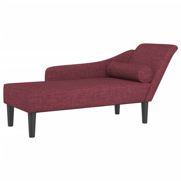 vidaXL Chaise longue com almofadões tecido vermelho tinto