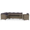 vidaXL 3 pcs conjunto lounge de jardim c/ almofad&otilde;es vime PE cinzento
