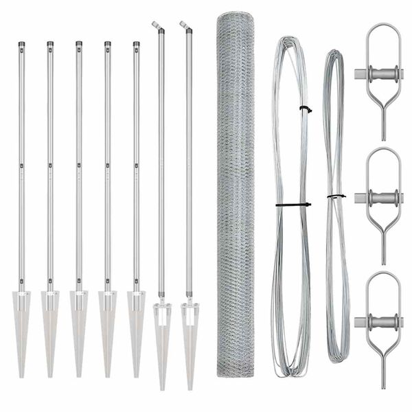 vidaXL Poste de Cerca Prateado 10 x 1,5 m (malha de 13 mm) A&ccedil;o