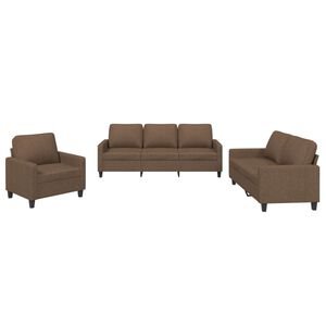 vidaXL 3 pcs conjunto de sof&aacute;s com almofad&otilde;es tecido castanho