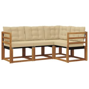 vidaXL Conjunto de Sof&aacute;s para Exterior 4 pcs Natural e Bege