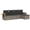 vidaXL 5 pcs conjunto sof&aacute;s de jardim c/ almofad&otilde;es vime PE cinzento