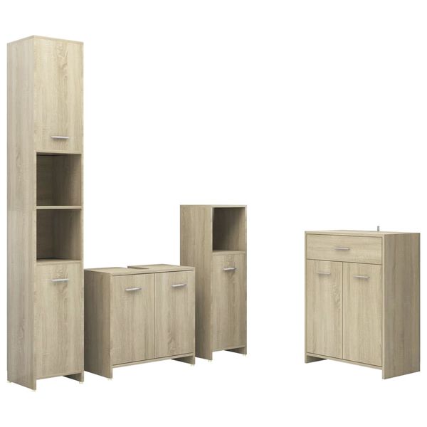 vidaXL 4 pcs conjunto de m&oacute;veis de casa de banho cor carvalho sonoma