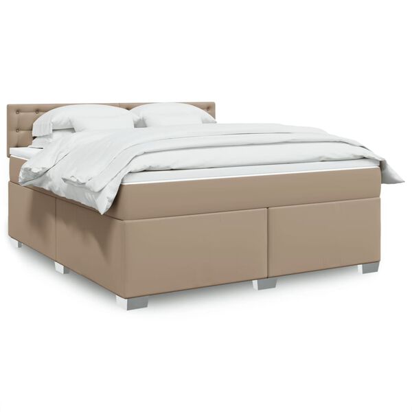 vidaXL Cama com molas/colch&atilde;o 180x200 cm couro artificial cappuccino