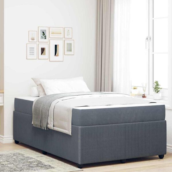 vidaXL Estrutura da Cama com colch&atilde;o Cinza Escuro 120 x 190 cm tecido