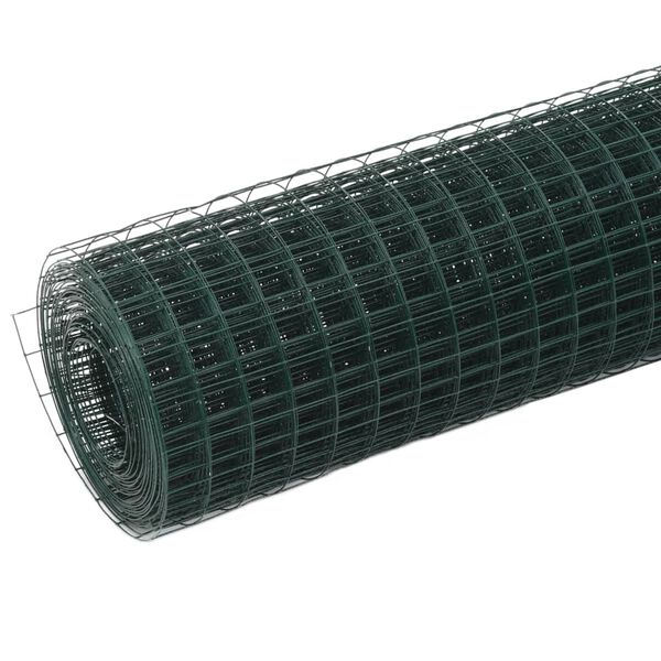 vidaXL Cerca arame galinheiro 25x1,5 m a&ccedil;o c/ revestimento PVC verde